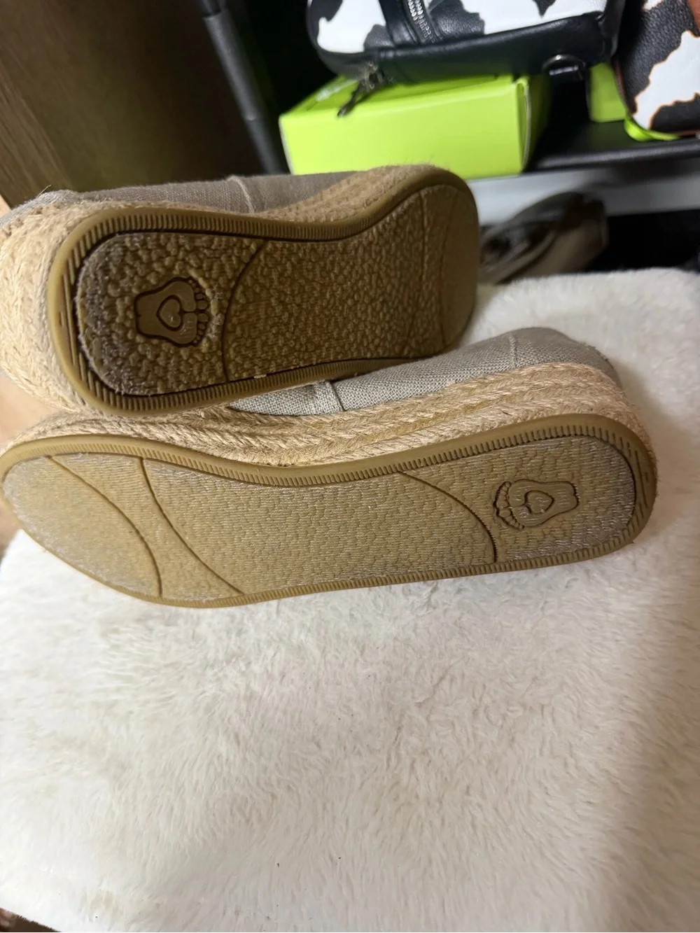 BOBS from Skechers Women's Cream Canvas‎ Espadrille Wedge Slip-On